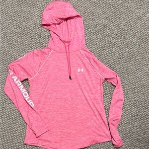 Under Armour Women's  Size (S) Heathered Pink Long Sleeve Shirt with Hoodie